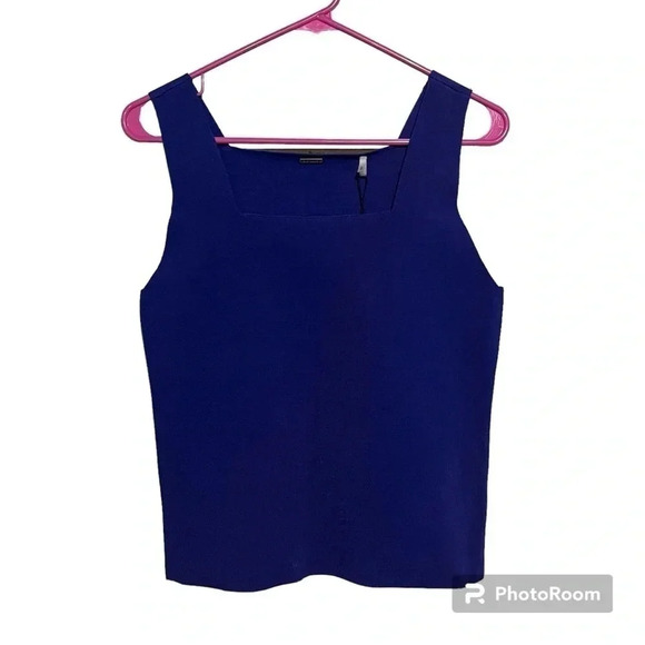 Elie Tahari Tops - Ellie Tahari NWT Square Neck Sweater Tank Top Polaris Blue Women’s Size L